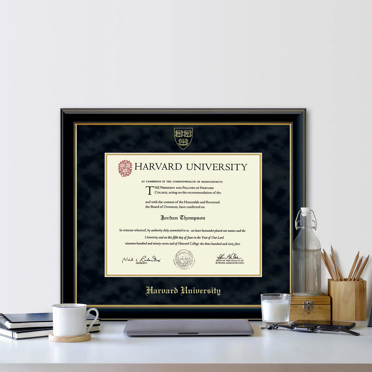 Harvard Gold Embossed Diploma Frame in Onyx Gold - Image 4