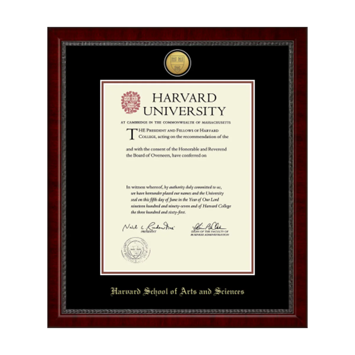 Harvard Gold Engraved Medallion Diploma Frame in Sutton with Black/Auburn Mats - Image 11