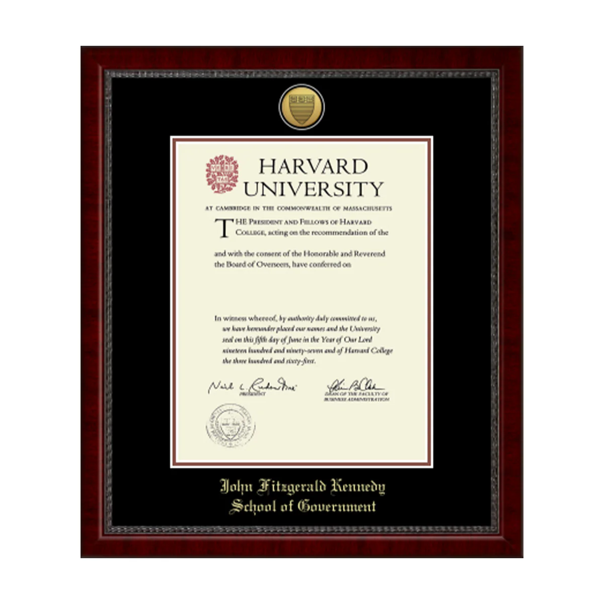Harvard Gold Engraved Medallion Diploma Frame in Sutton with Black/Auburn Mats - Image 12