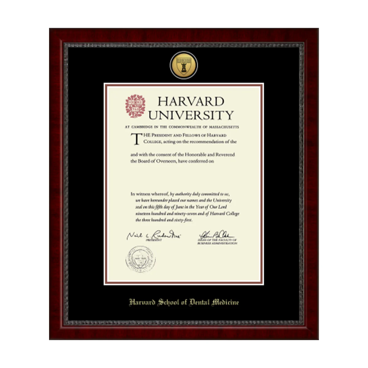 Harvard Gold Engraved Medallion Diploma Frame in Sutton with Black/Auburn Mats - Image 15