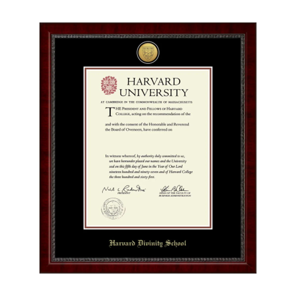 Harvard Gold Engraved Medallion Diploma Frame in Sutton with Black/Auburn Mats - Image 3