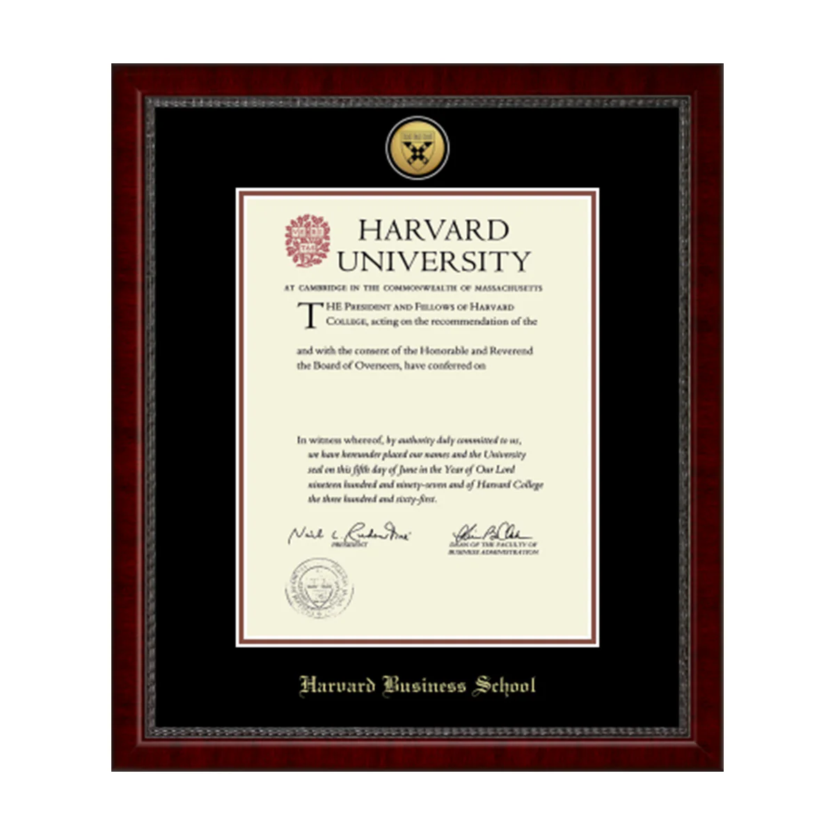 Harvard Gold Engraved Medallion Diploma Frame in Sutton with Black/Auburn Mats - Image 6
