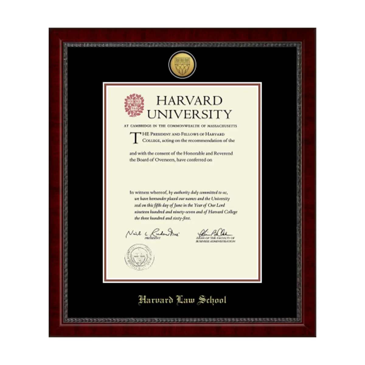 Harvard Gold Engraved Medallion Diploma Frame in Sutton with Black/Auburn Mats - Image 7
