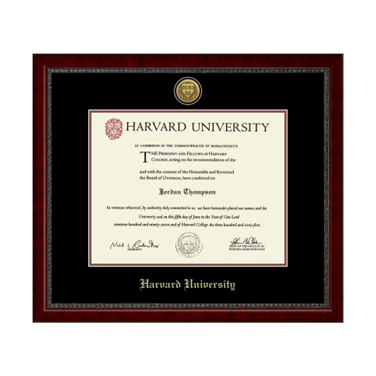 Harvard Gold Engraved Medallion Diploma Frame in Sutton with Black/Auburn Mats - Image 8