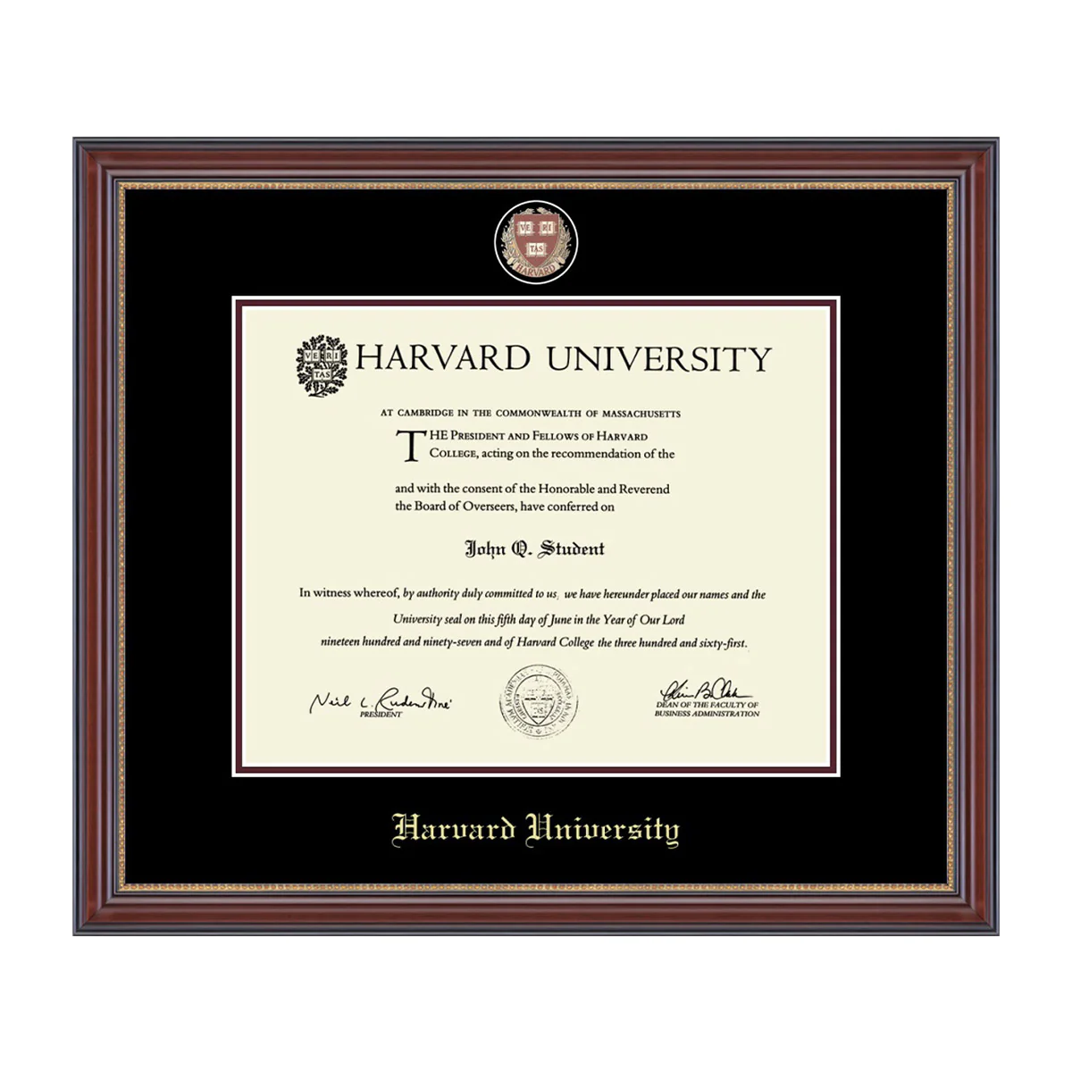 Harvard Masterpiece Medallion Diploma Frame in Kensington Gold with Black/Maroon Mat - Image 4