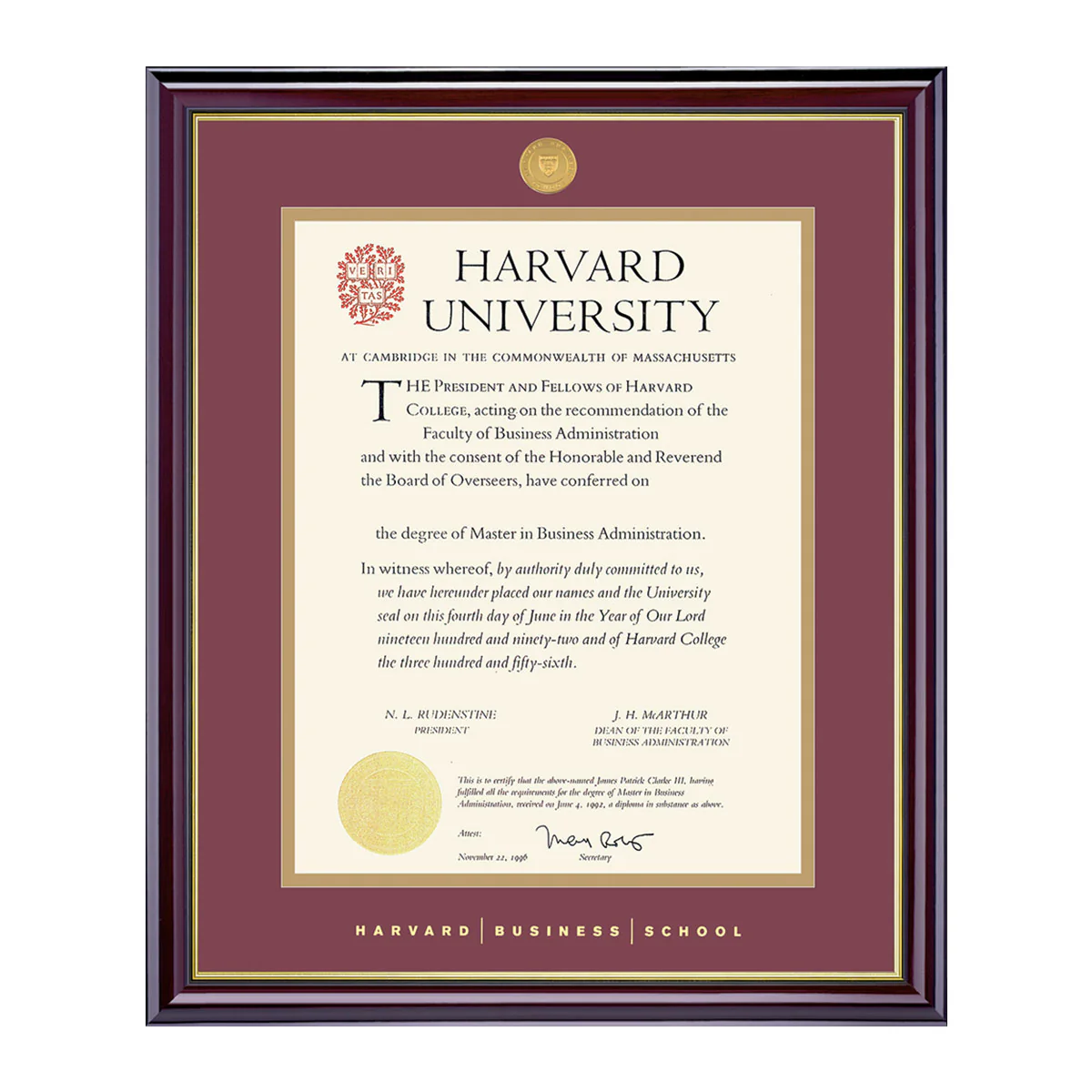 Harvard Medallion Undergraduate or Graduate Diploma Frame - Image 11