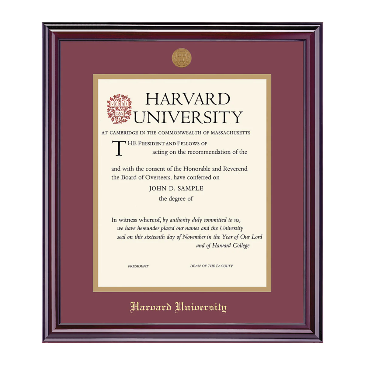 Harvard Medallion Undergraduate or Graduate Diploma Frame - Image 12