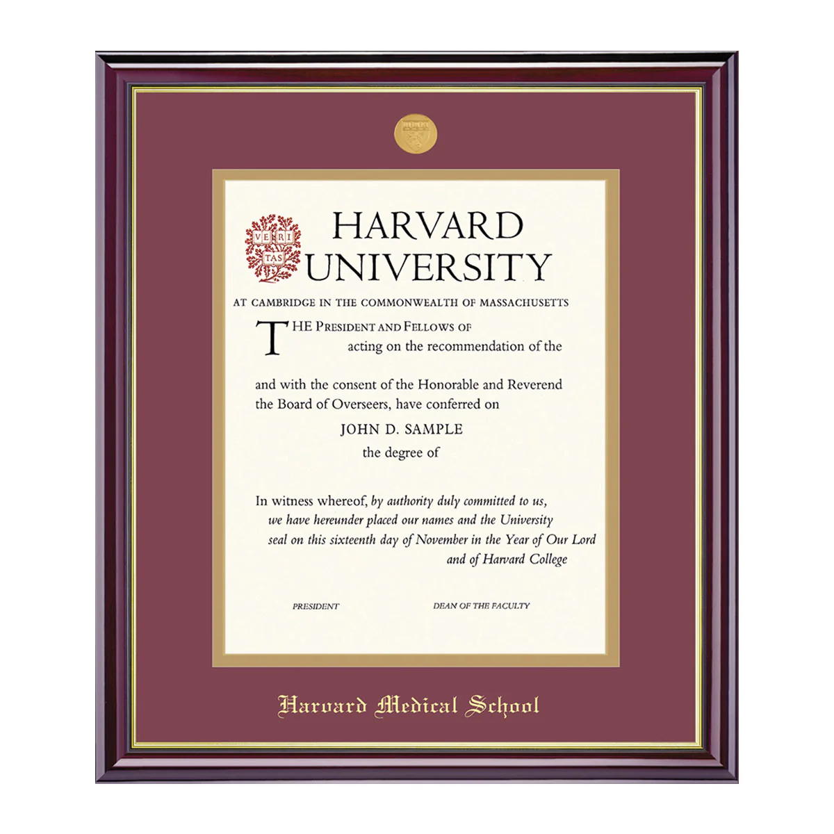 Harvard Medallion Undergraduate or Graduate Diploma Frame - Image 4