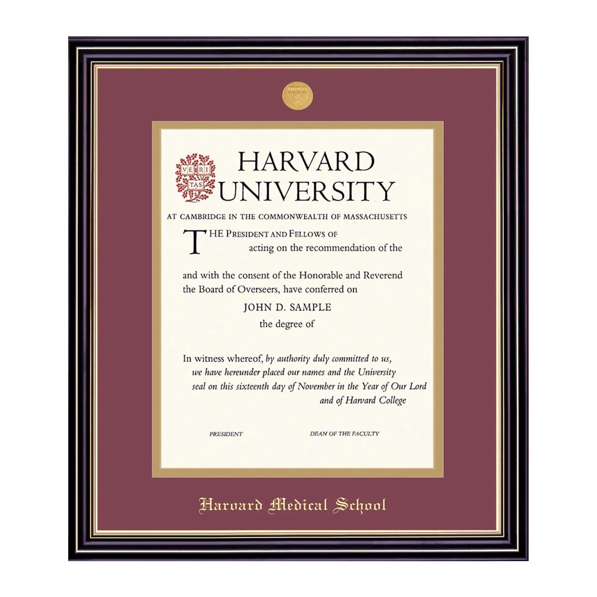 Harvard Medallion Undergraduate or Graduate Diploma Frame - Image 7