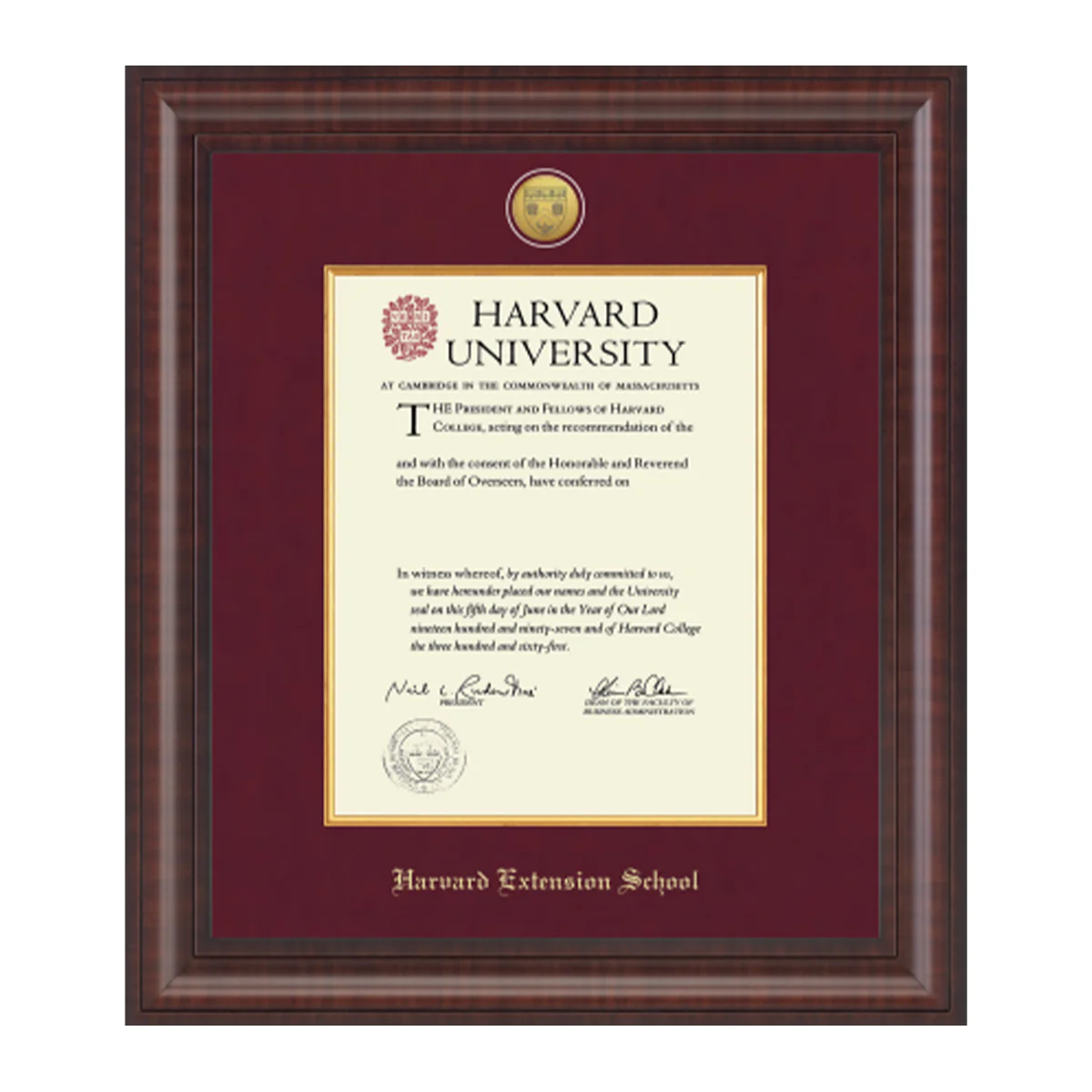 Harvard Presidential Gold Engraved Diploma Frame in Premier with Maroon Linen Mat - Image 11