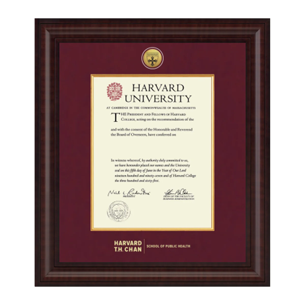 Harvard Presidential Gold Engraved Diploma Frame in Premier with Maroon Linen Mat - Image 13