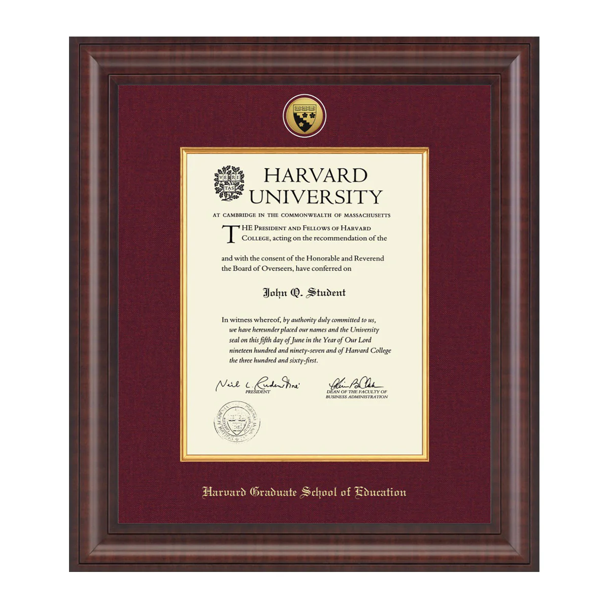 Harvard Presidential Gold Engraved Diploma Frame in Premier with Maroon Linen Mat - Image 14