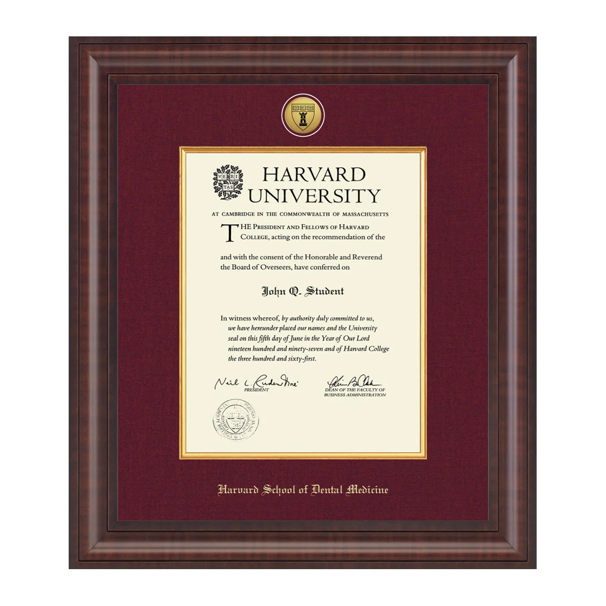 Harvard Presidential Gold Engraved Diploma Frame in Premier with Maroon Linen Mat - Image 15
