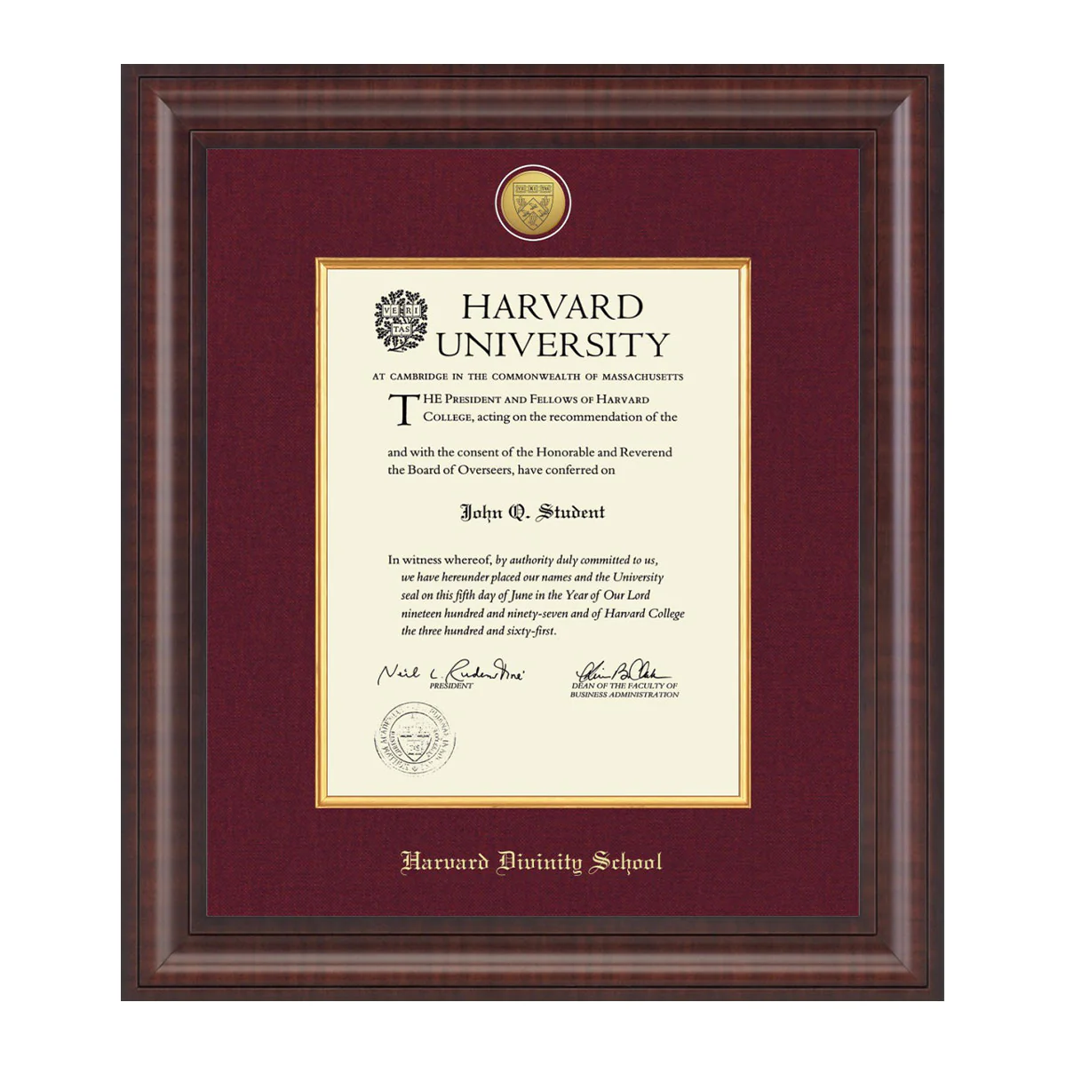 Harvard Presidential Gold Engraved Diploma Frame in Premier with Maroon Linen Mat - Image 6