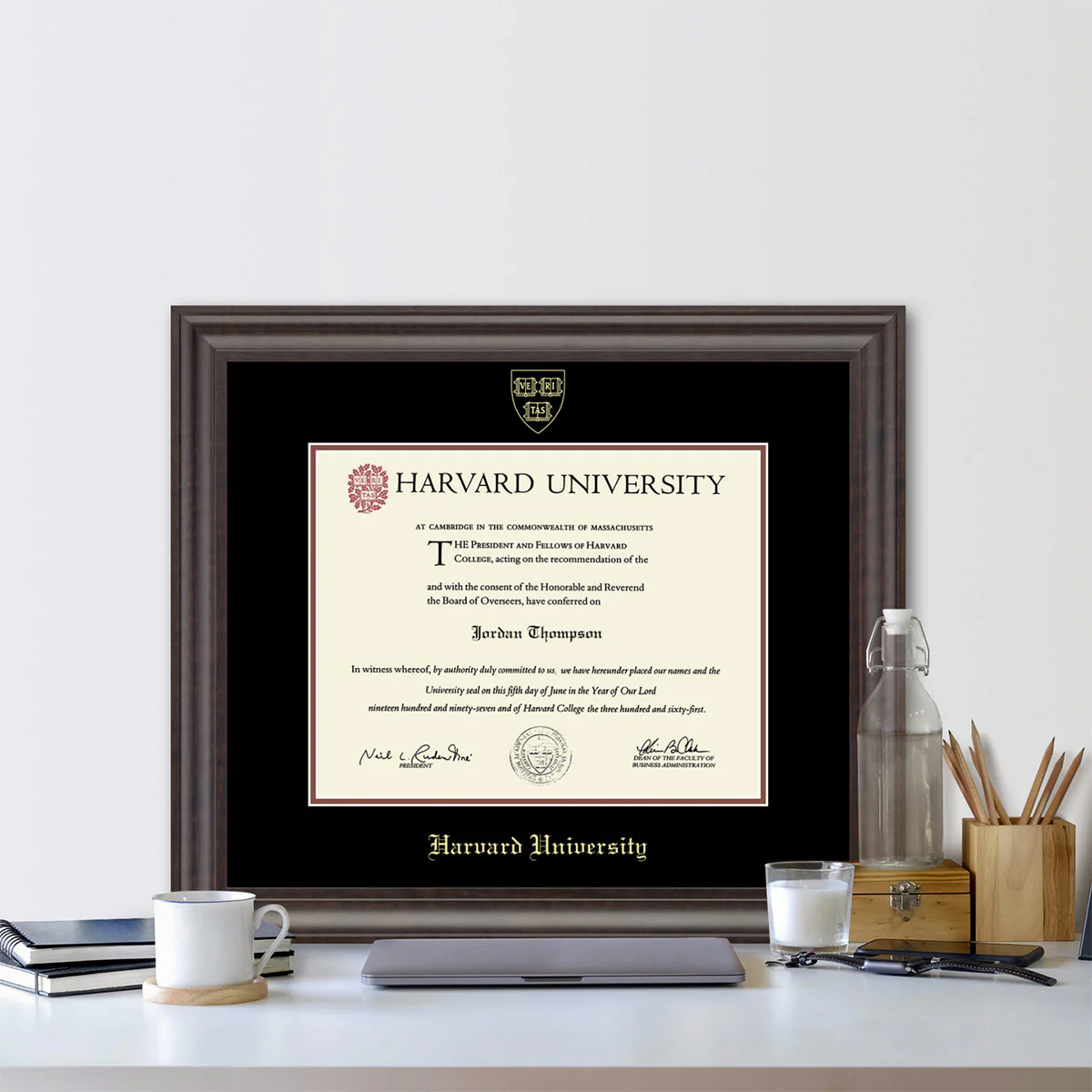Harvard Recycled Wood Gold Embossed Diploma Frame - Image 5