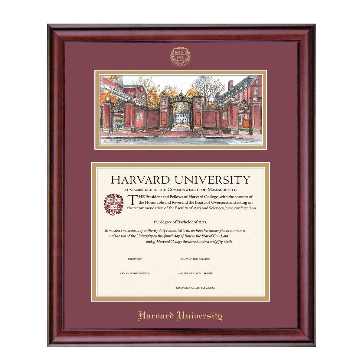 Harvard Undergraduate or Graduate Lithograph Diploma Frame - Image 10