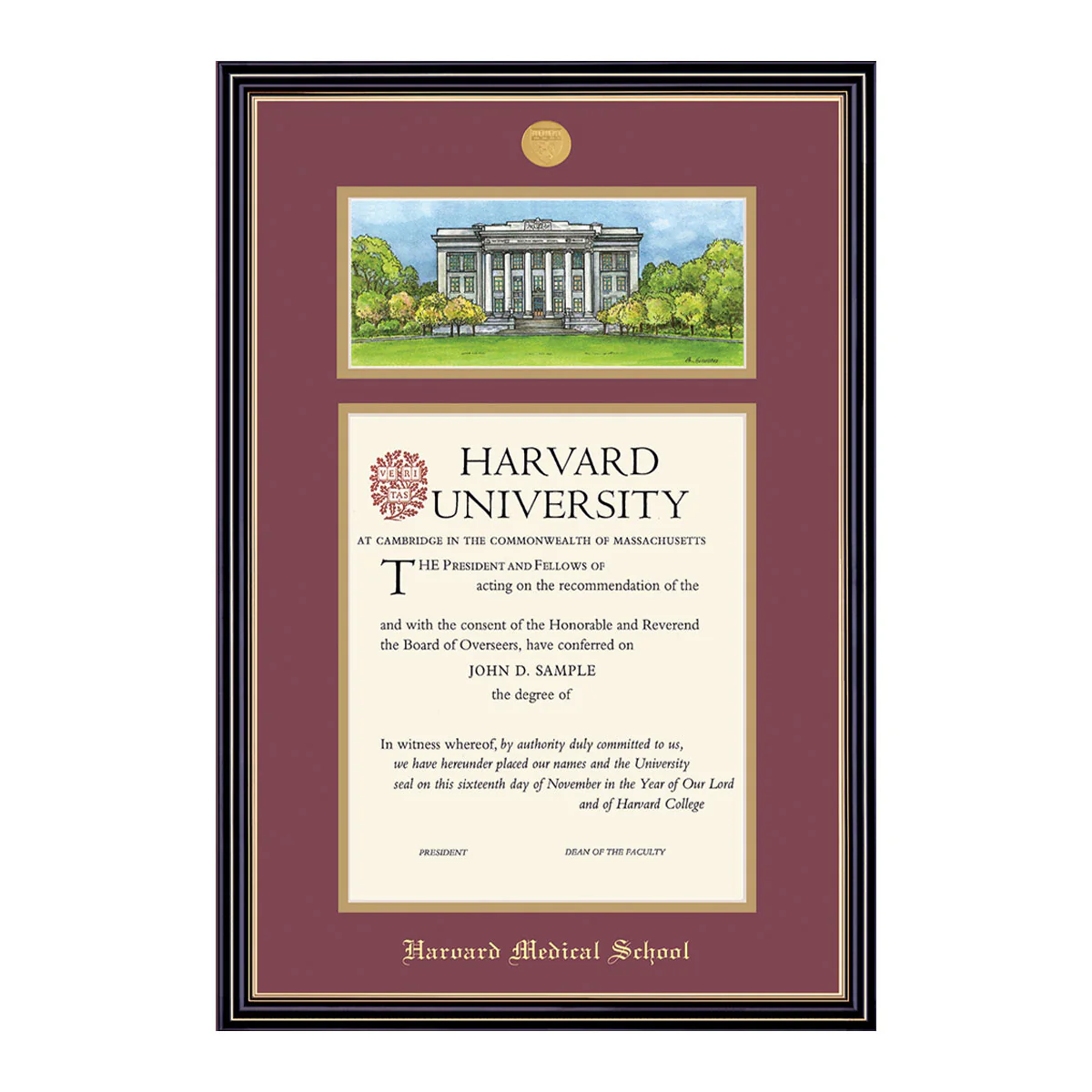 Harvard Undergraduate or Graduate Lithograph Diploma Frame - Image 11