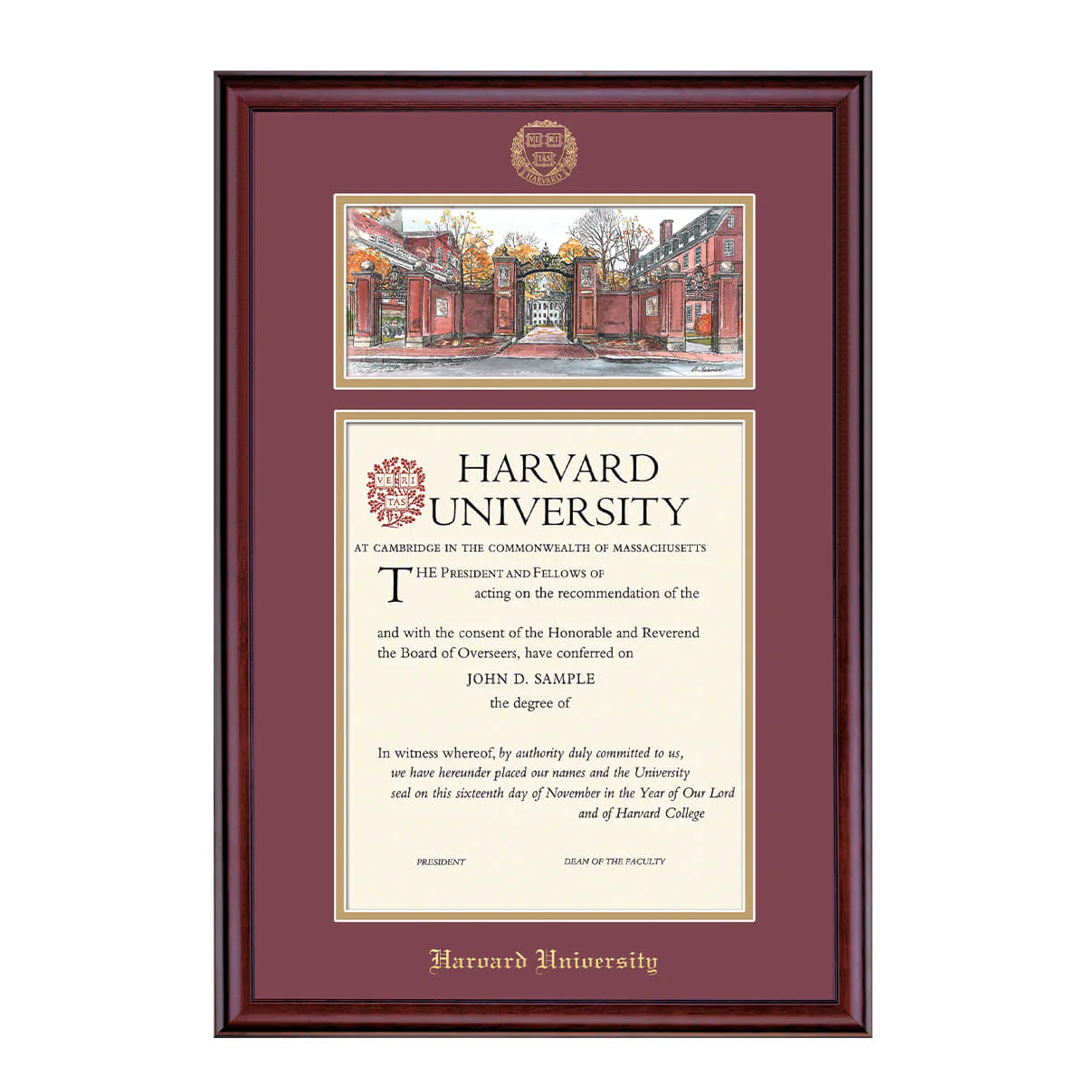 Harvard Undergraduate or Graduate Lithograph Diploma Frame - Image 12