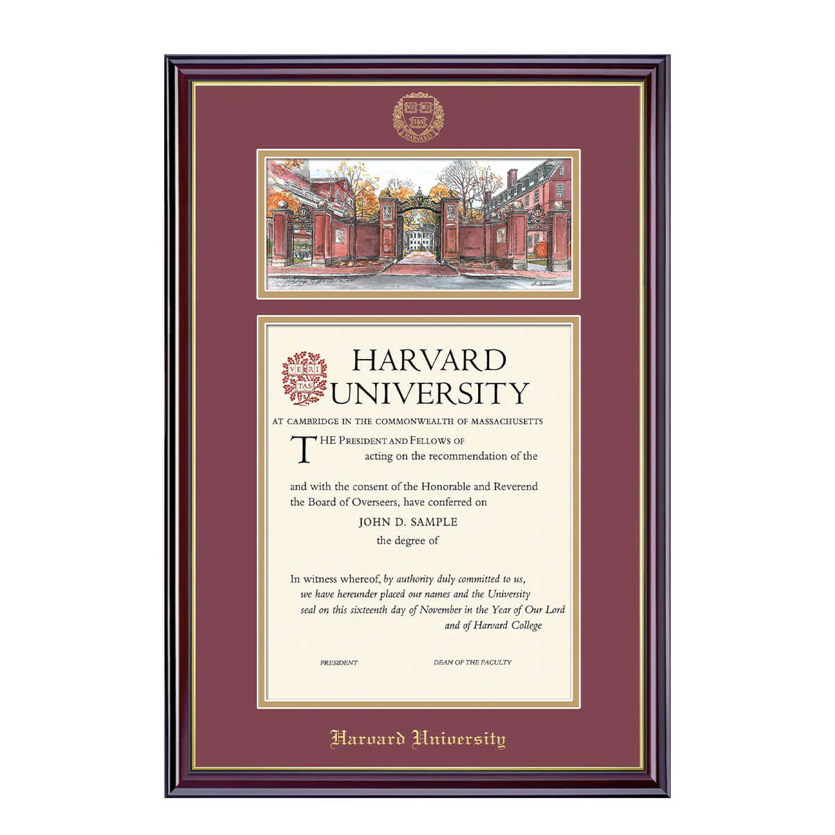 Harvard Undergraduate or Graduate Lithograph Diploma Frame - Image 3