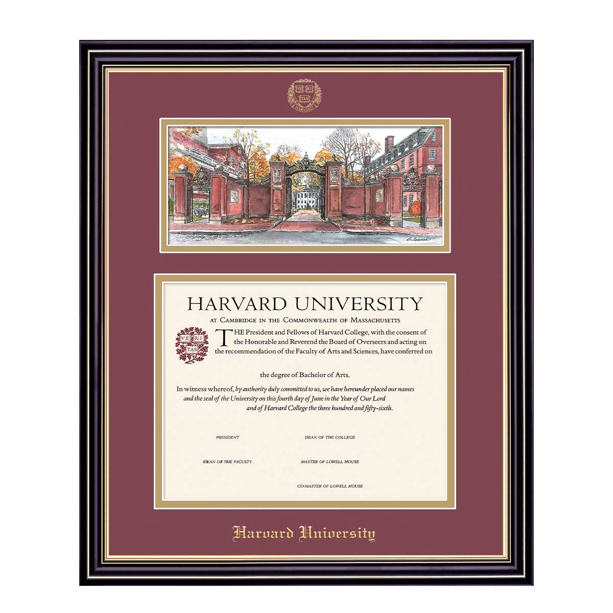 Harvard Undergraduate or Graduate Lithograph Diploma Frame - Image 4