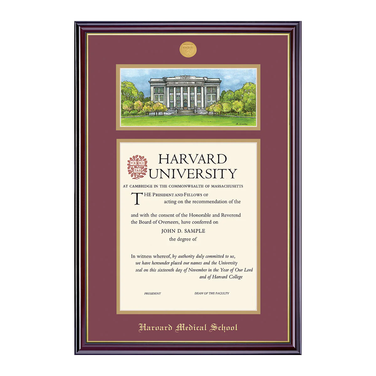 Harvard Undergraduate or Graduate Lithograph Diploma Frame - Image 5