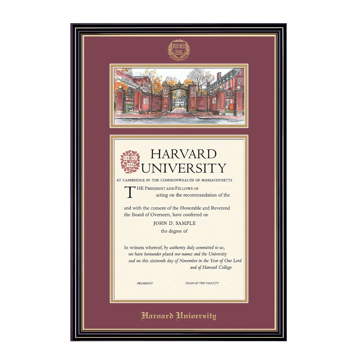 Harvard Undergraduate or Graduate Lithograph Diploma Frame - Image 6