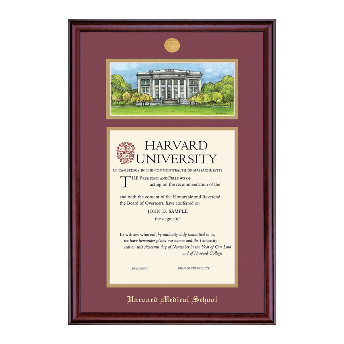 Harvard Undergraduate or Graduate Lithograph Diploma Frame - Image 7