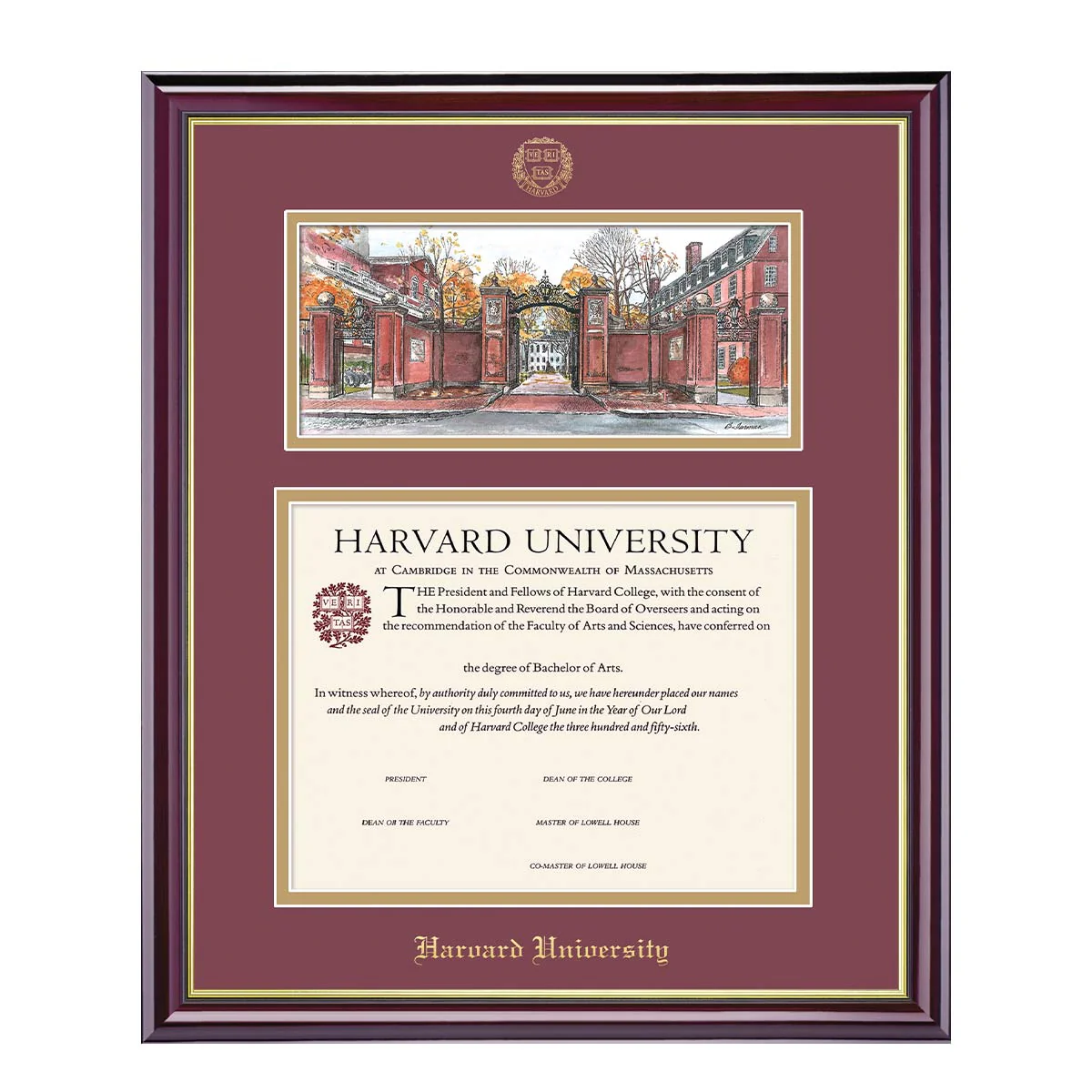 Harvard Undergraduate or Graduate Lithograph Diploma Frame - Image 8