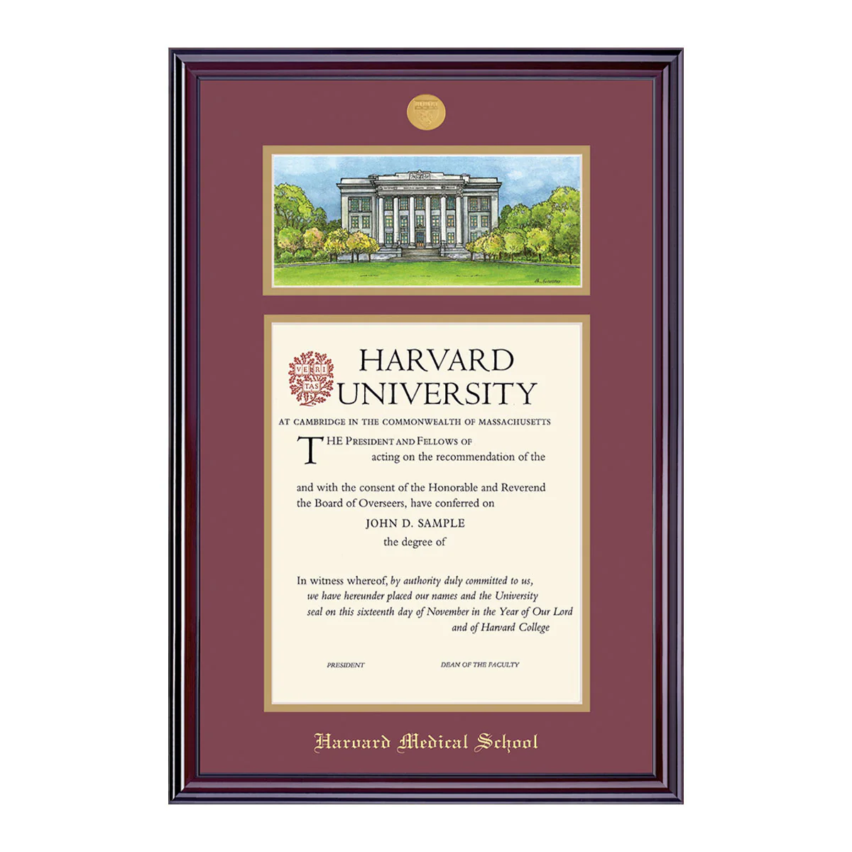 Harvard Undergraduate or Graduate Lithograph Diploma Frame - Image 9
