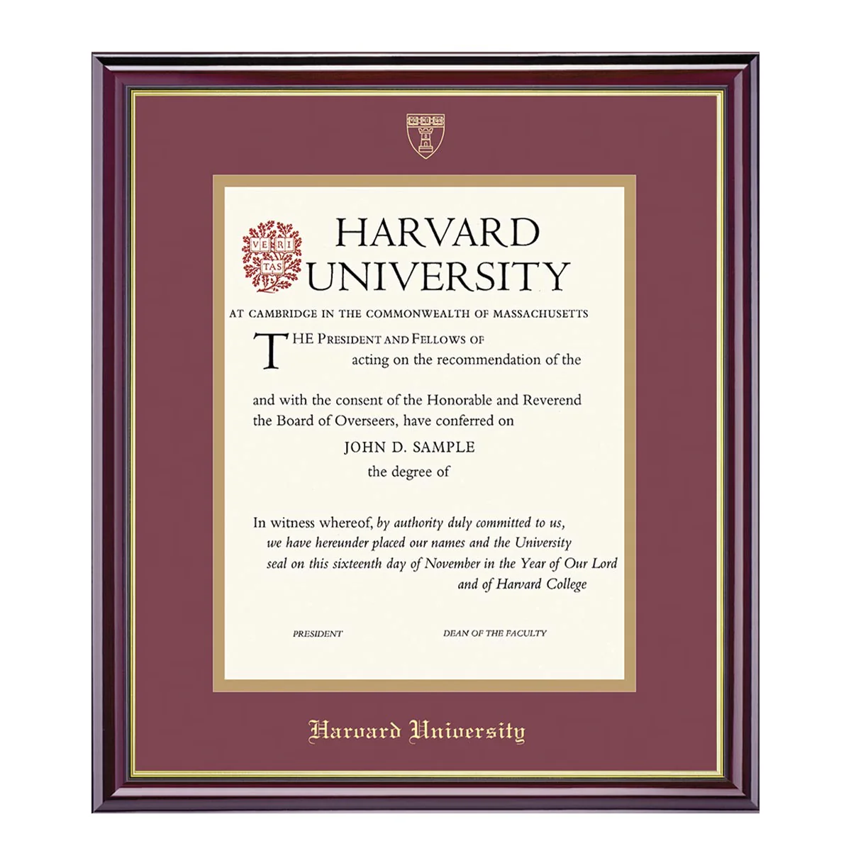 Harvard University Embossed Diploma Frame - Image 3