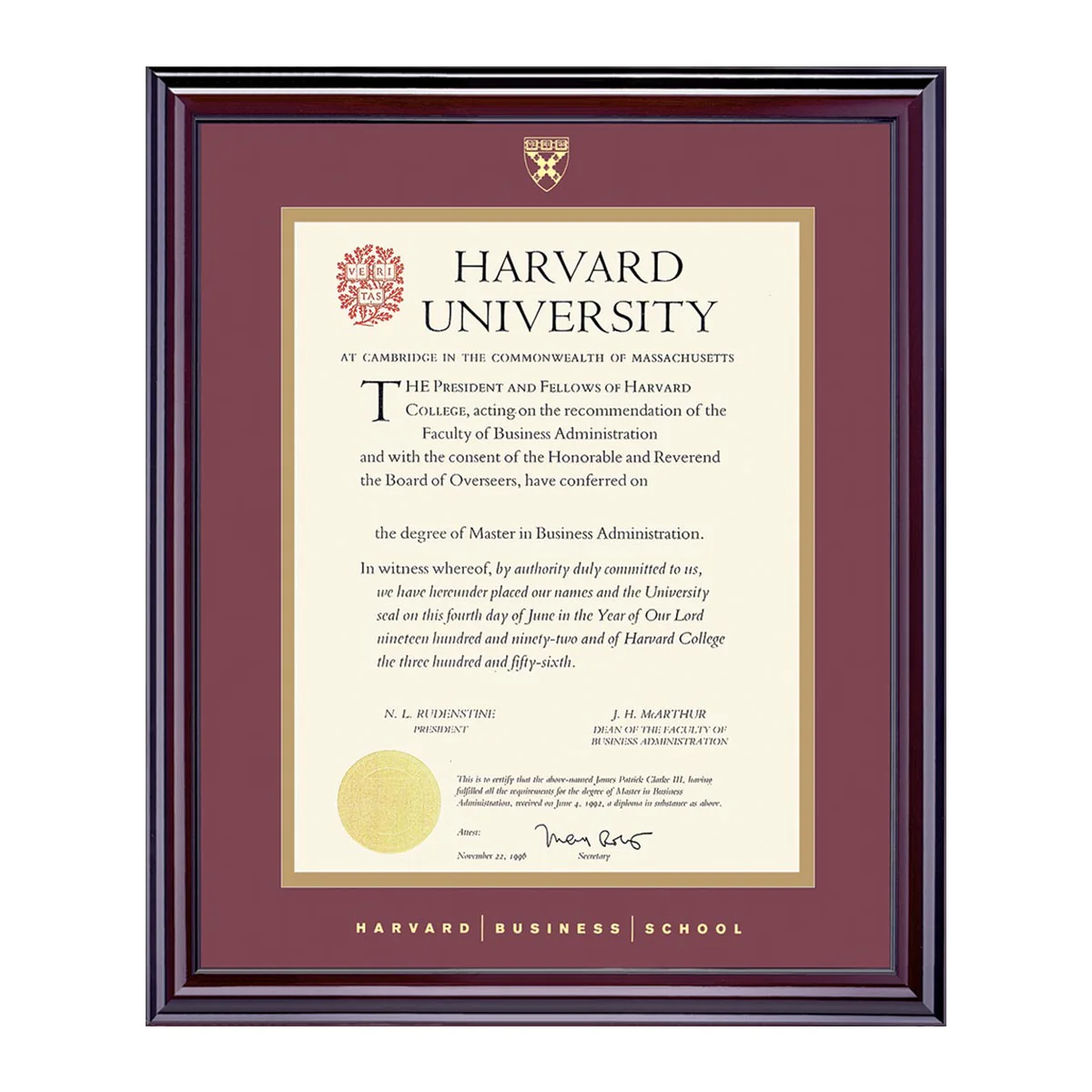 Harvard University Embossed Diploma Frame - Image 31