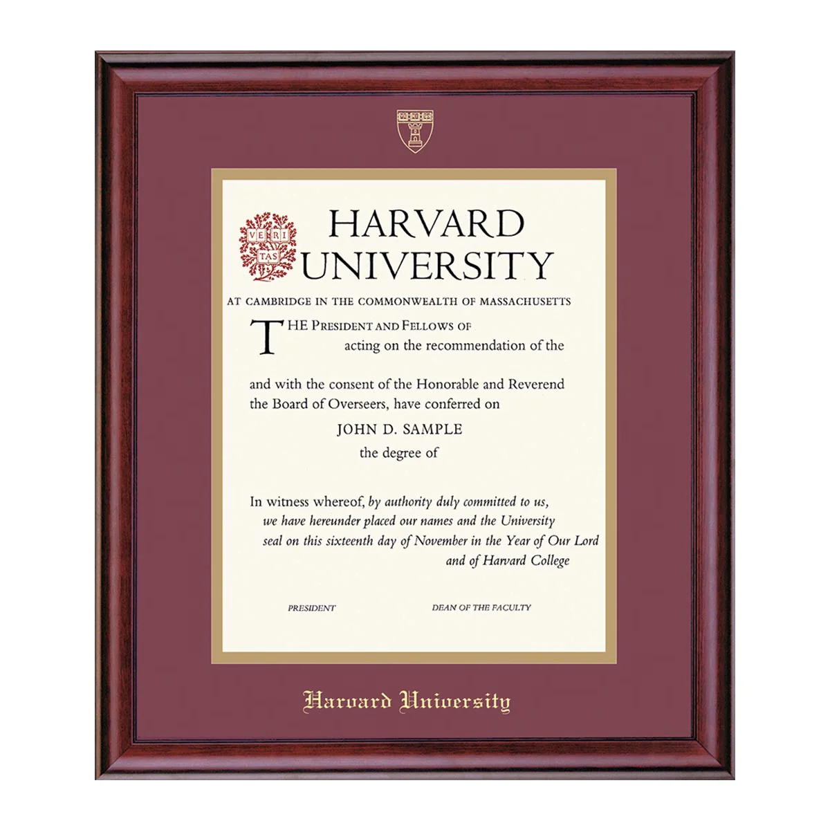 Harvard University Embossed Diploma Frame - Image 35