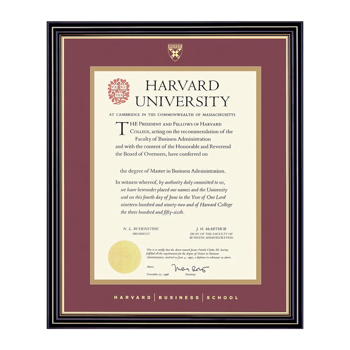 Harvard University Embossed Diploma Frame - Image 38