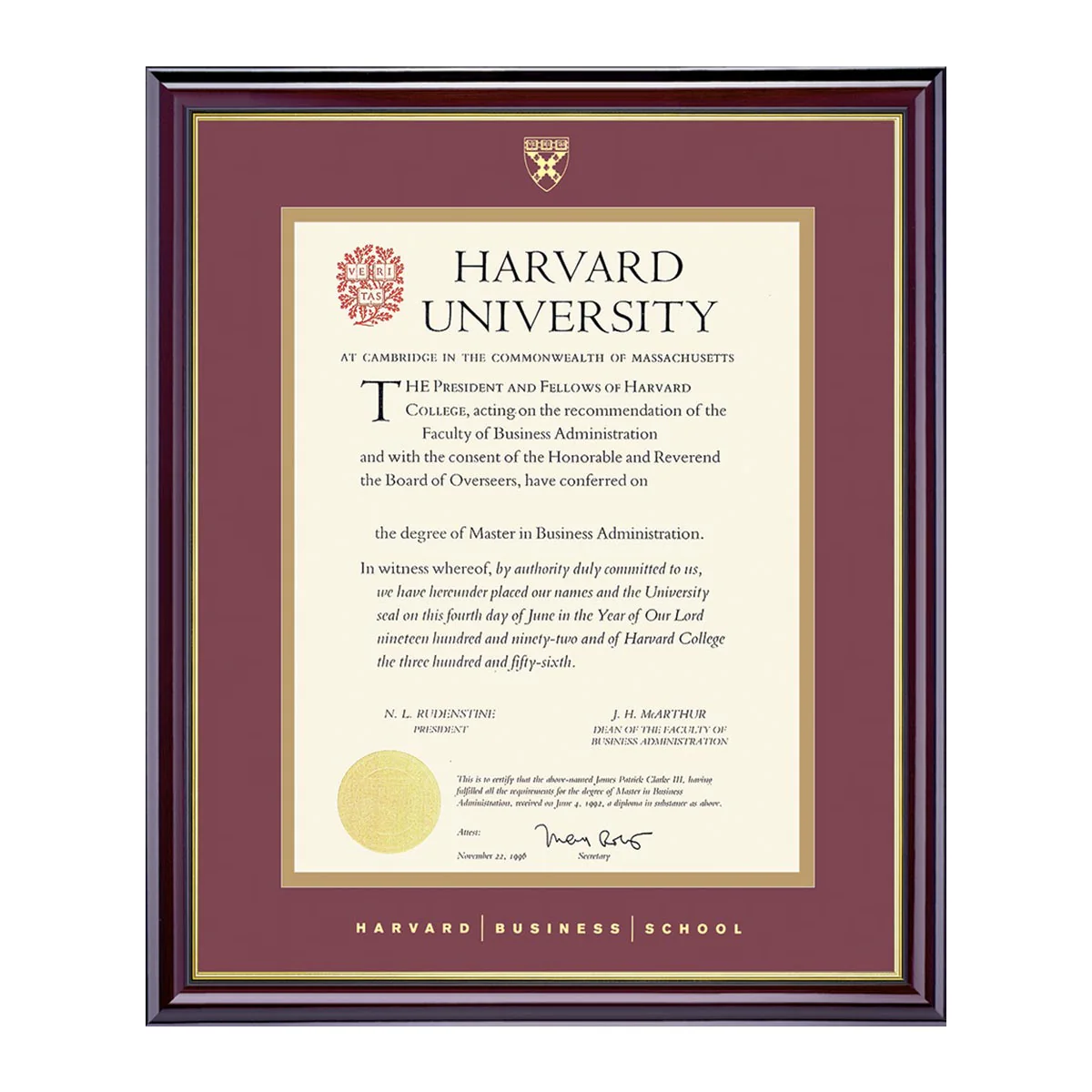 Harvard University Embossed Diploma Frame - Image 44