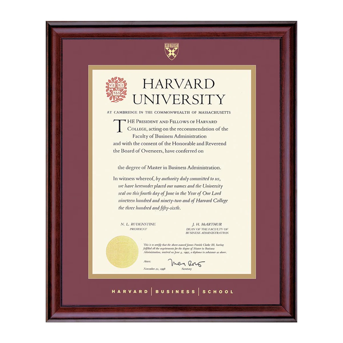 Harvard University Embossed Diploma Frame - Image 46
