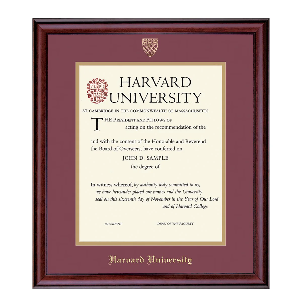 Harvard University Embossed Diploma Frame - Image 47