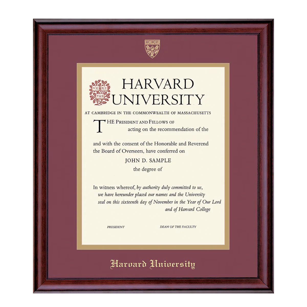 Harvard University Embossed Diploma Frame - Image 48