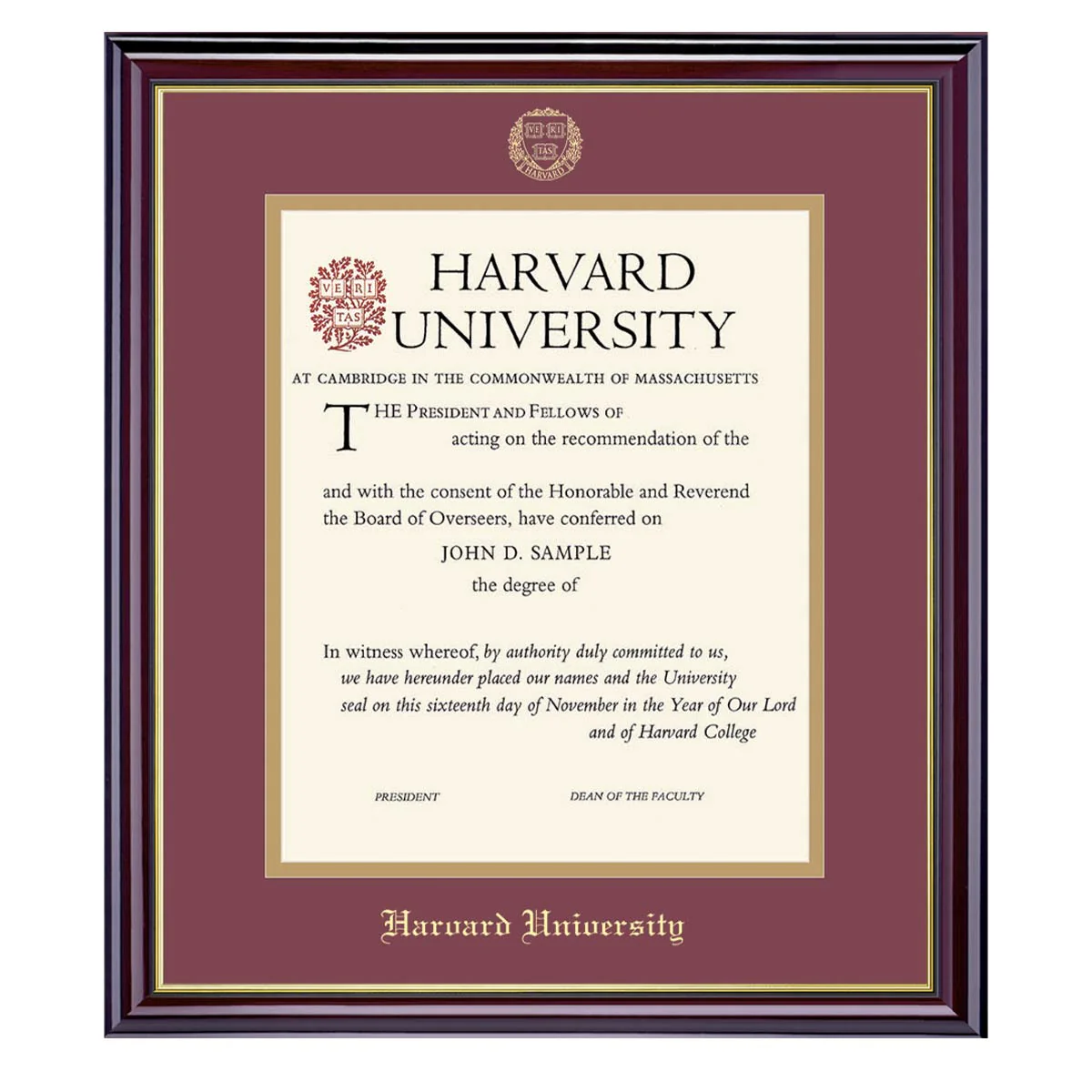 Harvard University Vertical Certificate Frame - Image 3