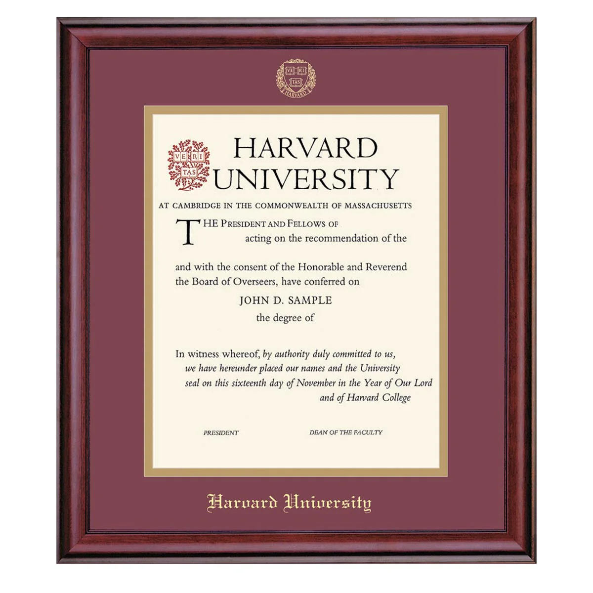 Harvard University Vertical Certificate Frame - Image 4