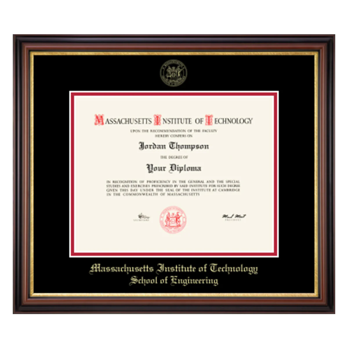 MIT Gold Embossed Diploma Frame in Gallery or Regency Gold with Black/Red Mats - Image 11