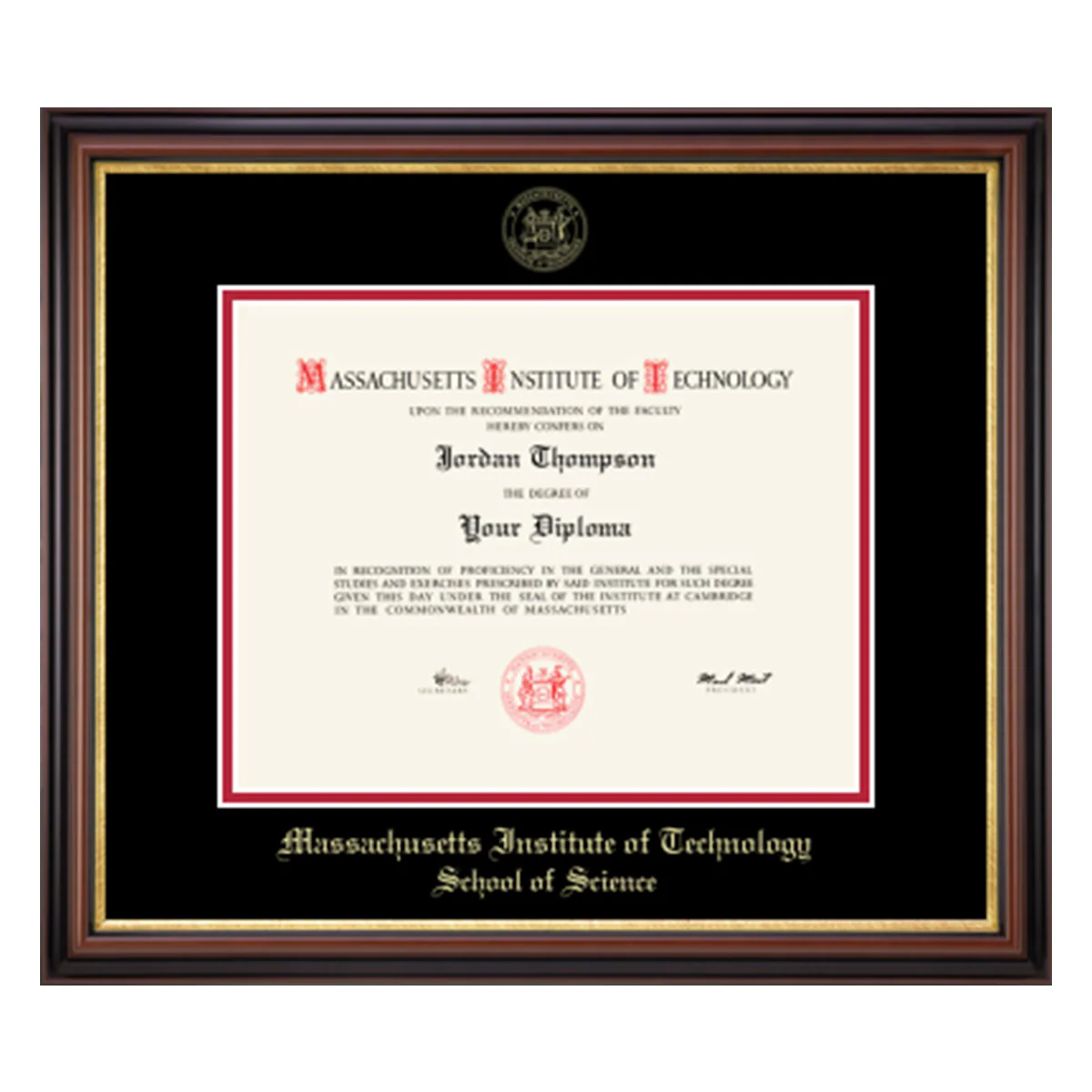 MIT Gold Embossed Diploma Frame in Gallery or Regency Gold with Black/Red Mats - Image 12