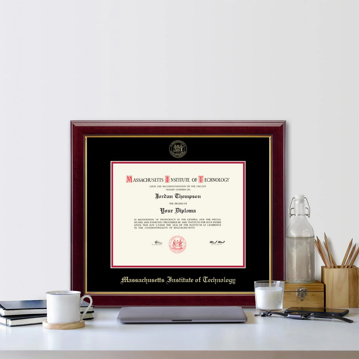 MIT Gold Embossed Diploma Frame in Gallery or Regency Gold with Black/Red Mats - Image 13