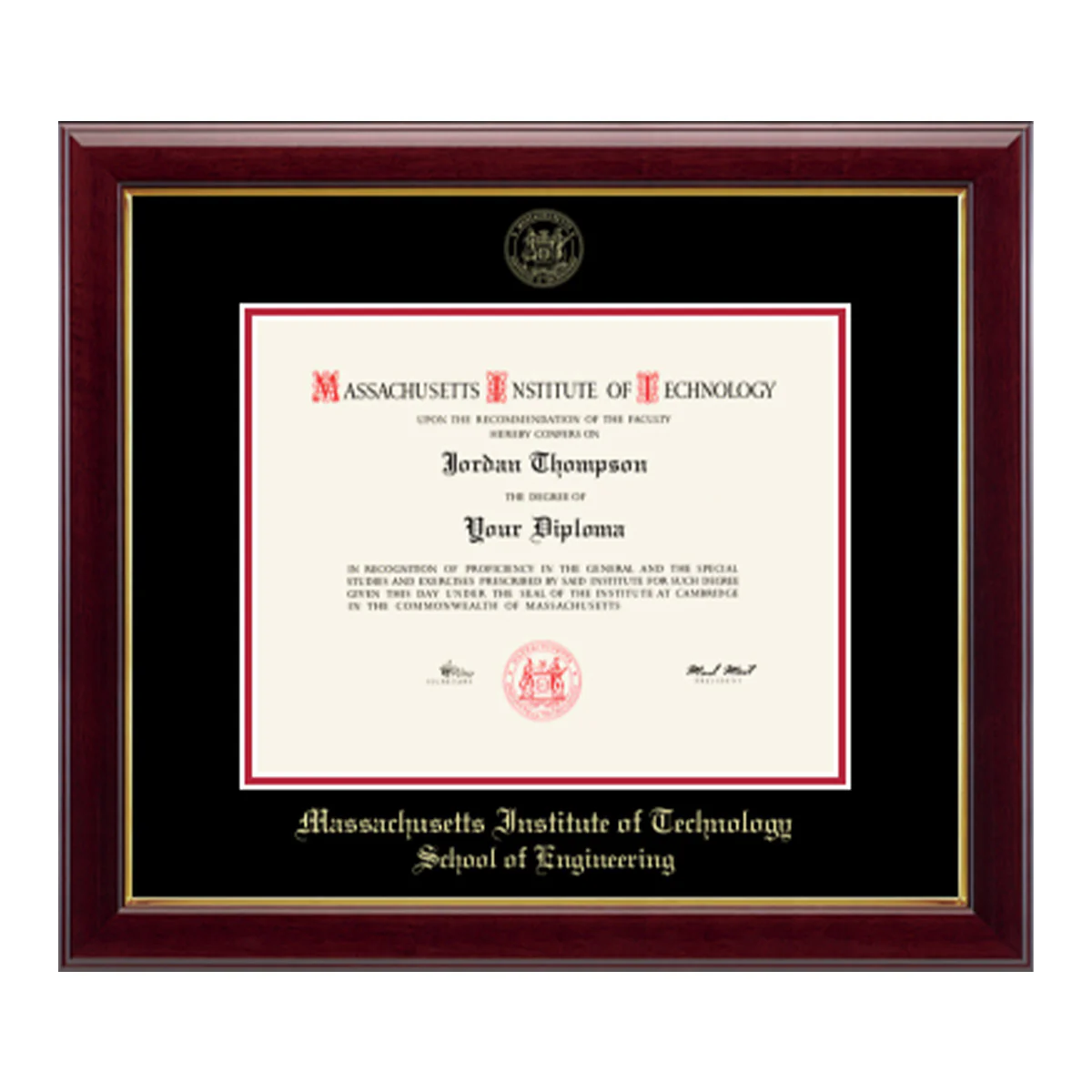 MIT Gold Embossed Diploma Frame in Gallery or Regency Gold with Black/Red Mats - Image 14