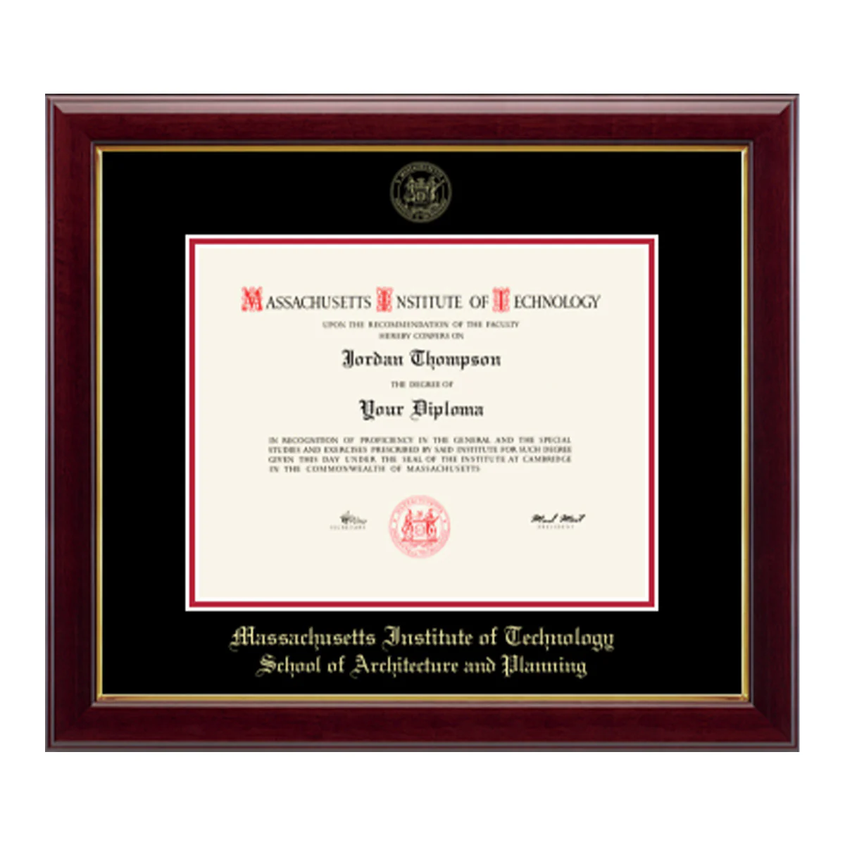 MIT Gold Embossed Diploma Frame in Gallery or Regency Gold with Black/Red Mats - Image 15