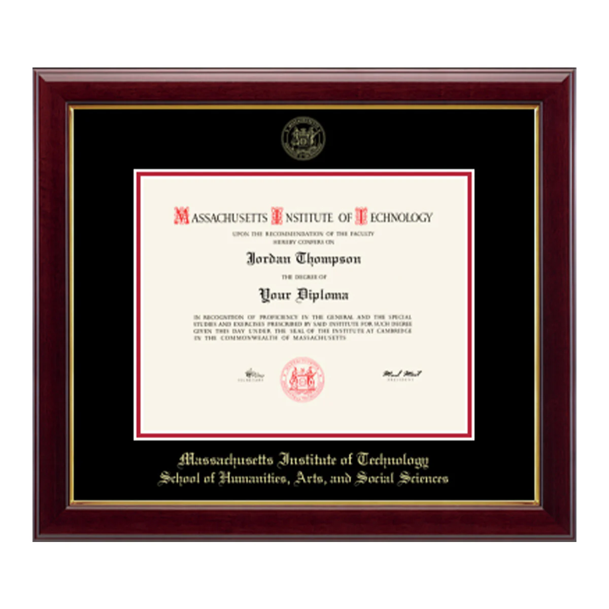 MIT Gold Embossed Diploma Frame in Gallery or Regency Gold with Black/Red Mats - Image 4