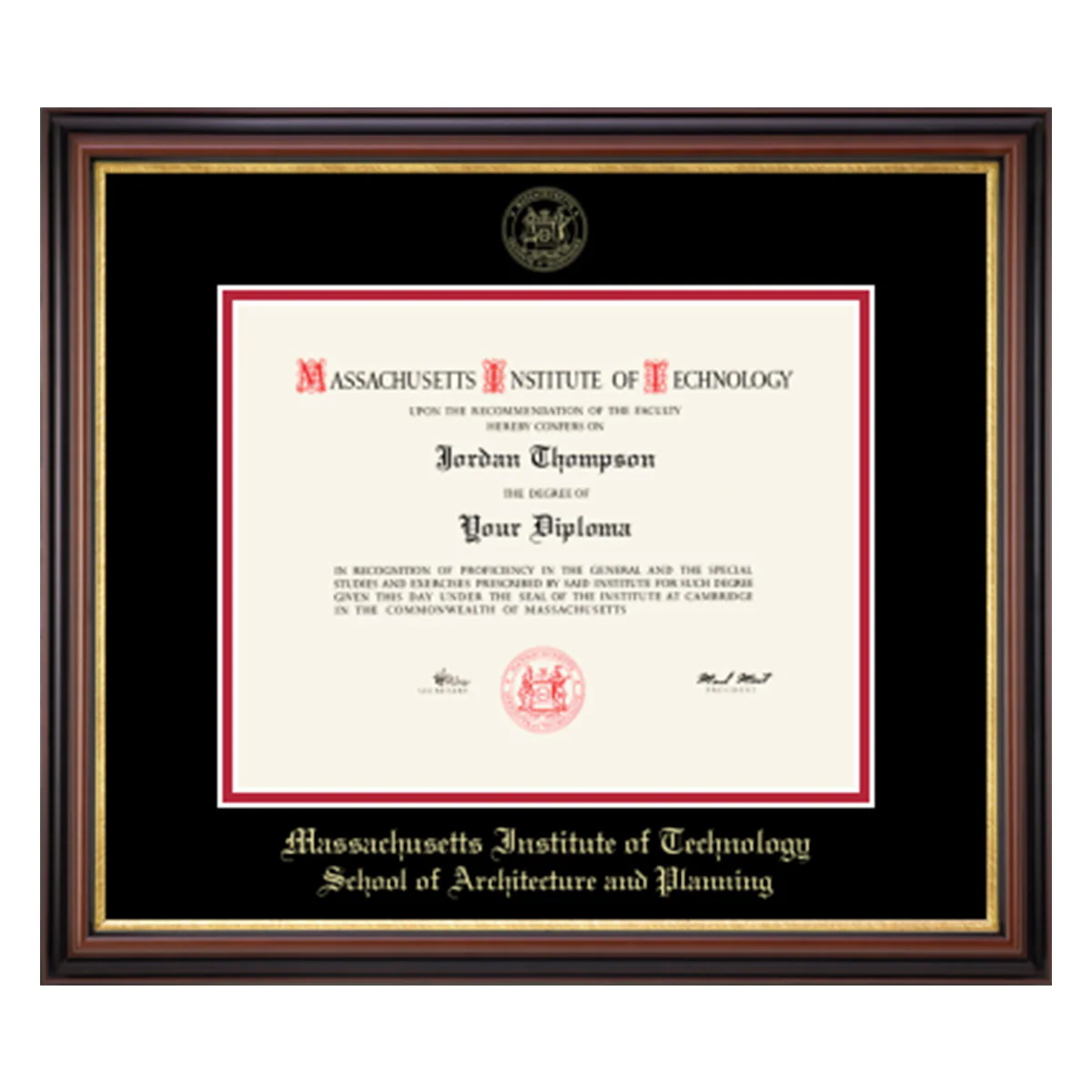 MIT Gold Embossed Diploma Frame in Gallery or Regency Gold with Black/Red Mats - Image 6