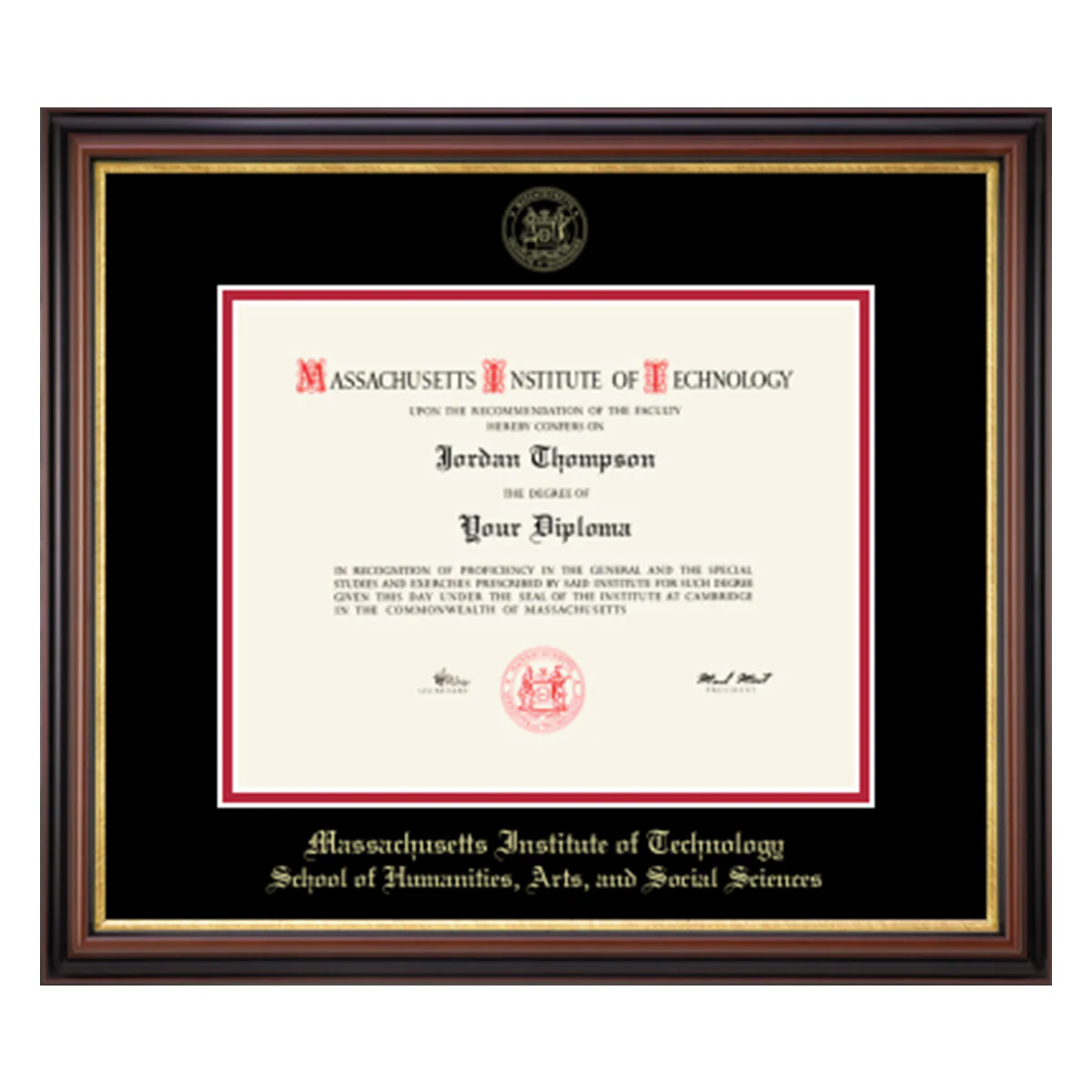 MIT Gold Embossed Diploma Frame in Gallery or Regency Gold with Black/Red Mats - Image 7