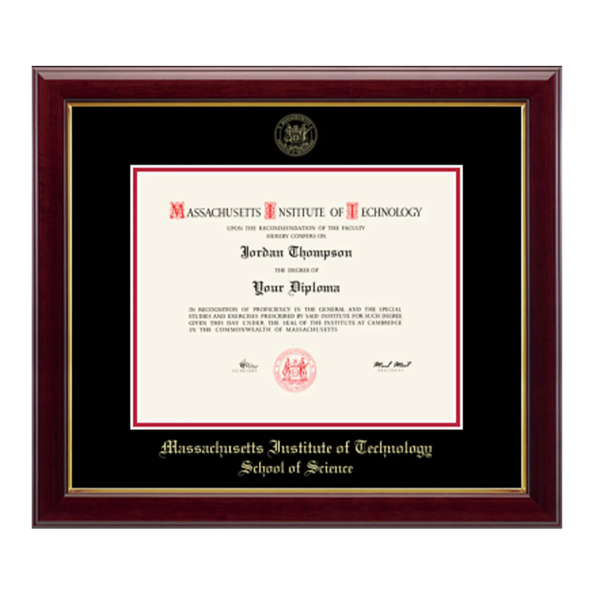 MIT Gold Embossed Diploma Frame in Gallery or Regency Gold with Black/Red Mats - Image 8