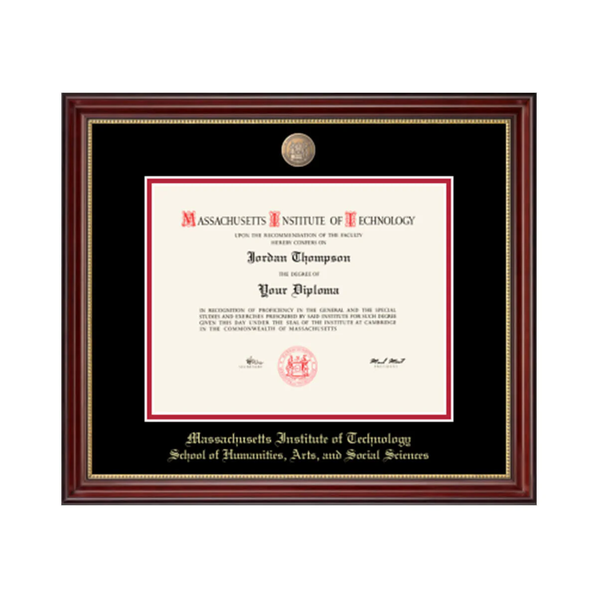 MIT Masterpiece Medallion Diploma Frame in Kensington Gold with Black/Red Mats - Image 6