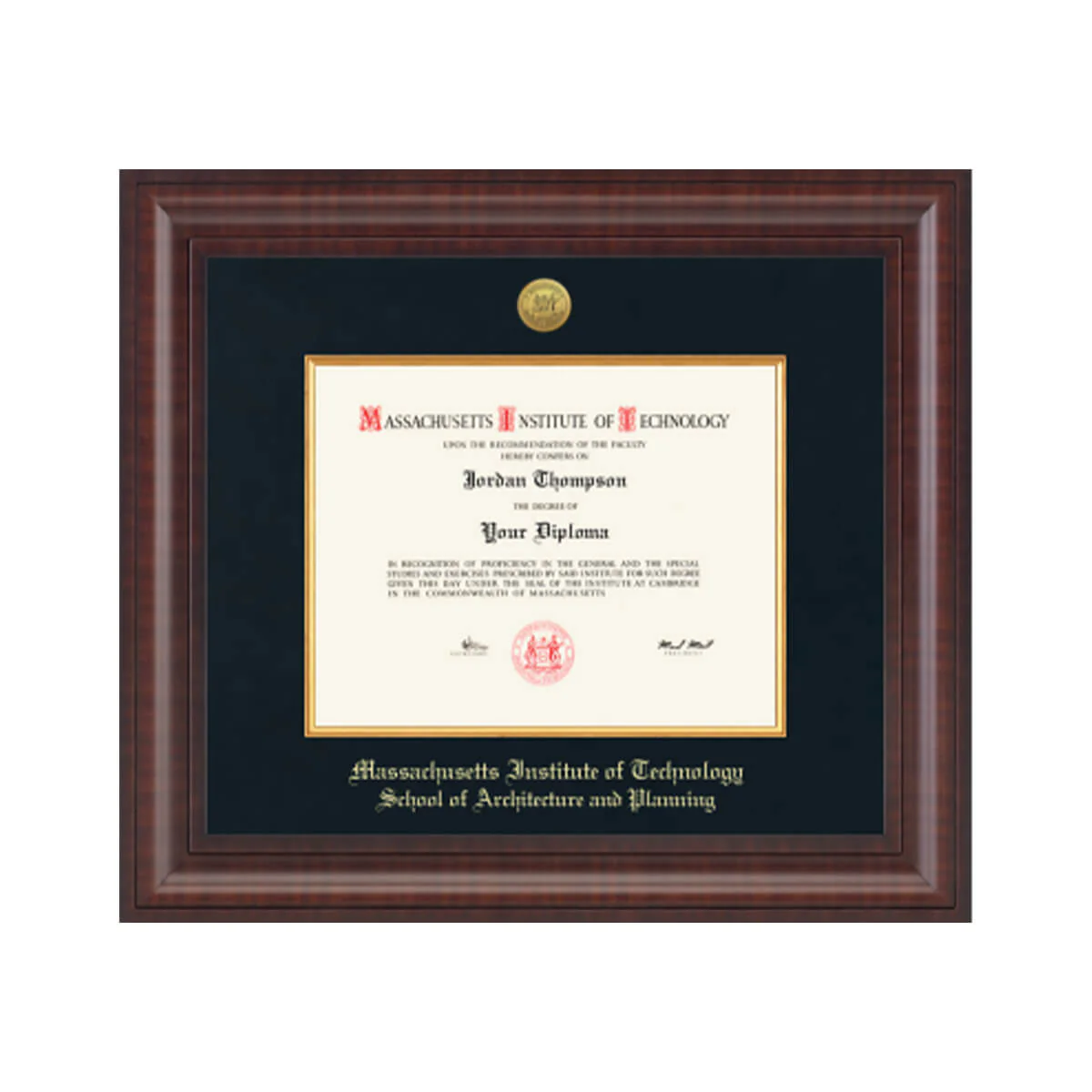 MIT Presidential Gold Engraved Diploma Frame in Premier with Black Linen Mat - Image 3